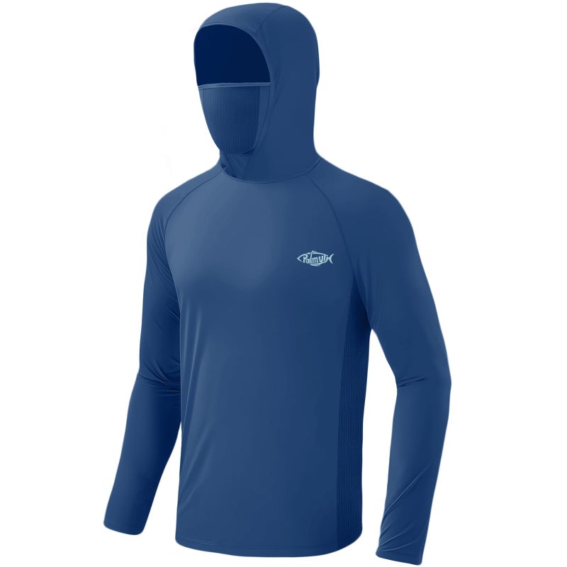 Palmyth Fishing Hoodie for Men Long Sleeve Sun Protection UV UPF 50+ Shirts(Dark Blue/Skull and Rods - Image 2